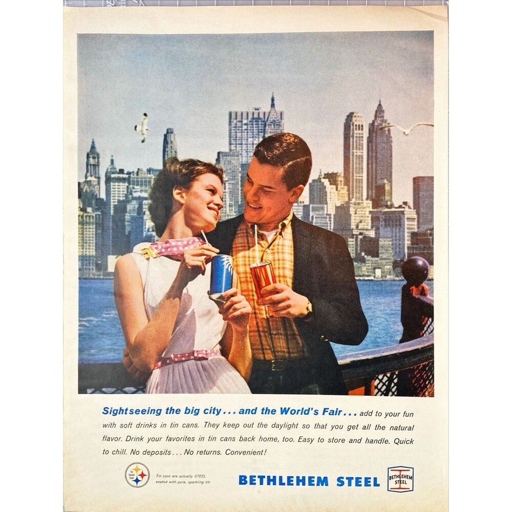 Bethlehem Steel "Sight Seeing the big city & the World's Fair" Vtg Print Ad 1964